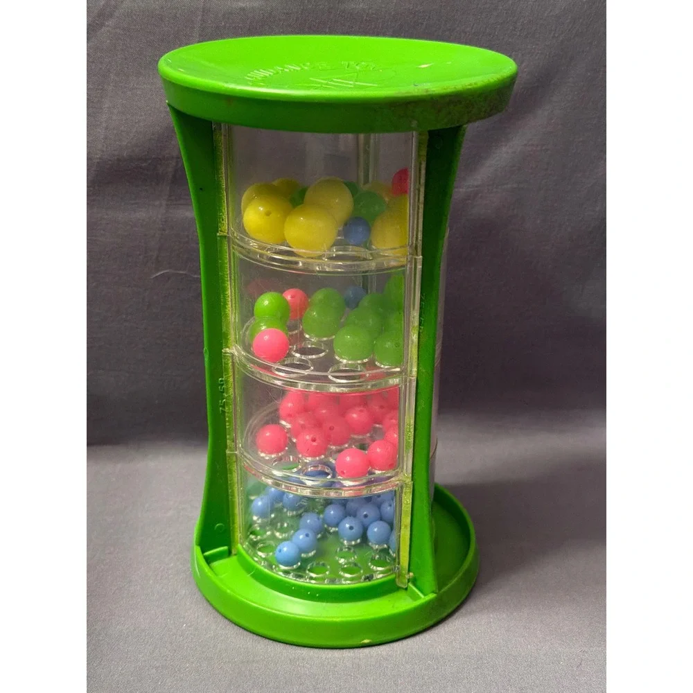 Vintage Child Guidance Toy Green Bead Maze Dexterity Puzzle Hourglass Shape